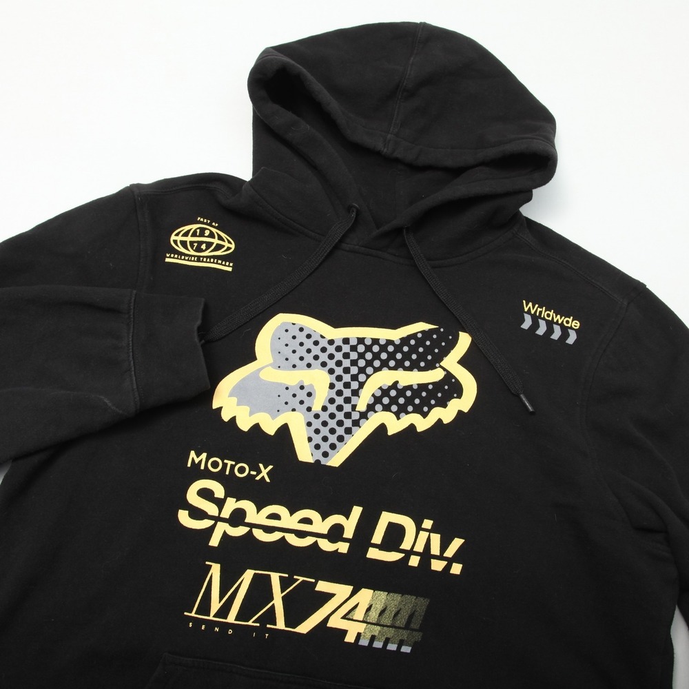 FOX Men's Black Moto-X Speed Div. Pullover Hoodie Size L Cotton Blend